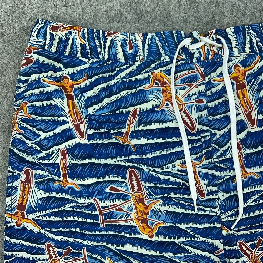 VTG Polo Sport Swim Shorts Mens XL Blue AOP Surf Lined Bathing‎ Suit Trunks Rare